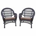 Jeco W00208-C-4-FS007-CS Espresso Wicker Chair with Brown Cushion, 4PK W00208-C_4-FS007-CS